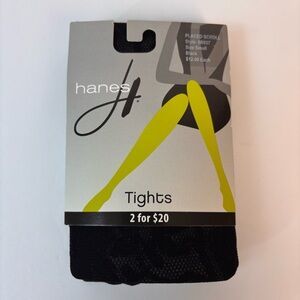 Hanes Brand Placed Scroll Tights Nylon Spandex Style 0B937 Black Size Small